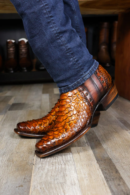 EMMA BROWN OSTRICH BOOTS 