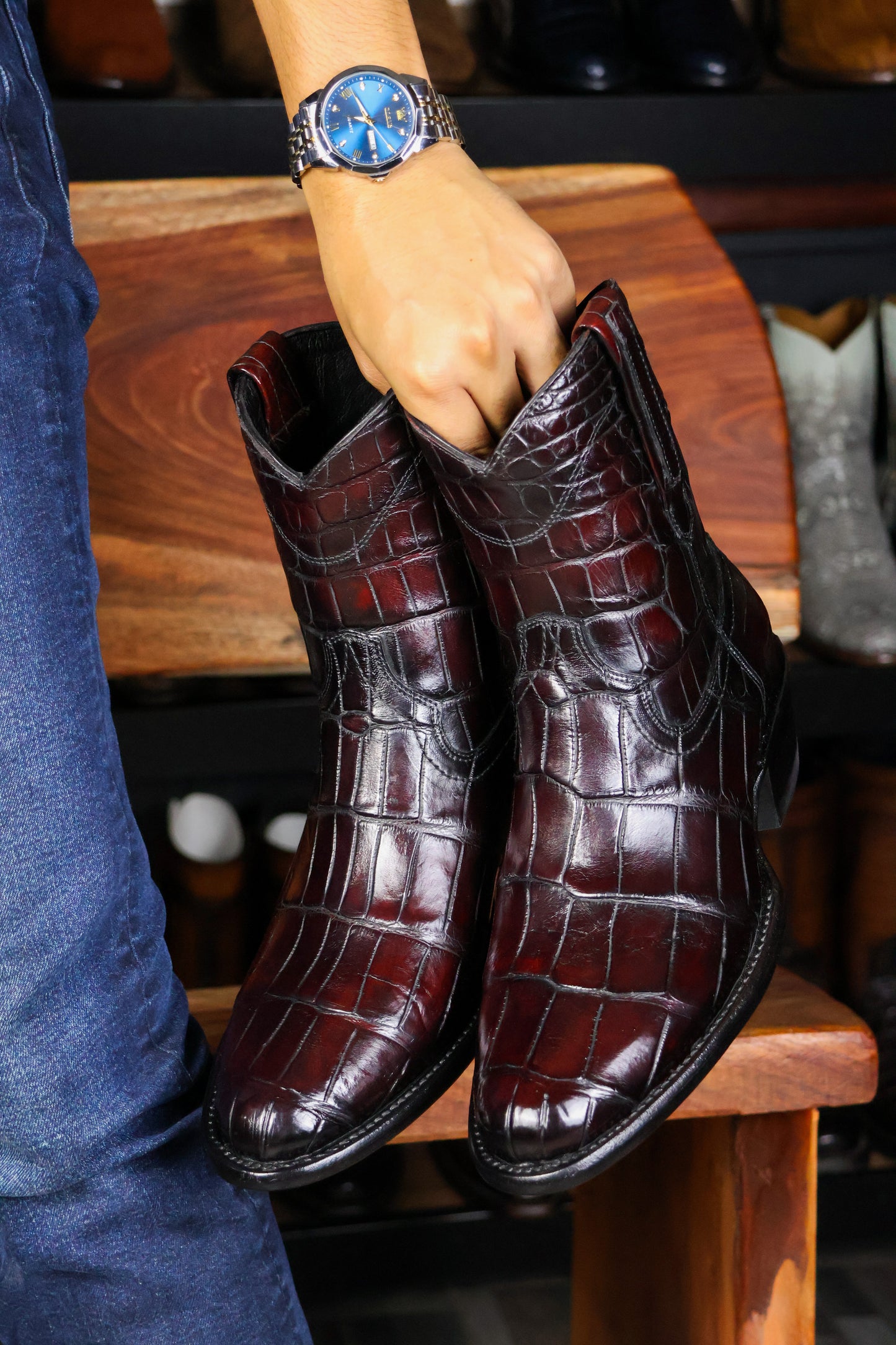 EMMA VINO FULL COCODRILO ALLIGATOR  OVAL