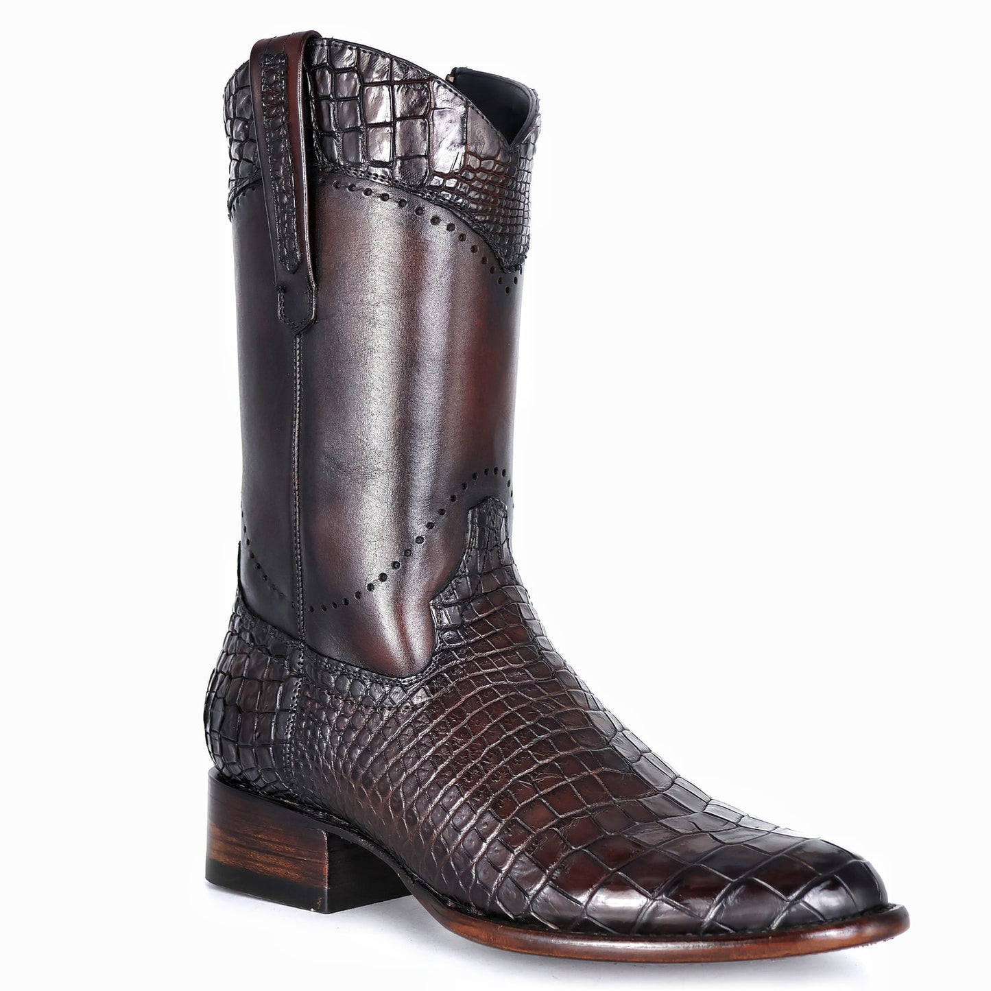 EMMA HIGH DARK BROWN COCODRILO ALLIGATOR OVAL