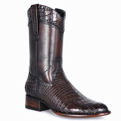 EMMA HIGH DARK BROWN COCODRILO ALLIGATOR OVAL