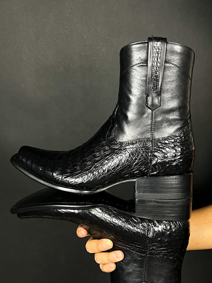 EDGAR BROWN CROCODILE BOOTS 