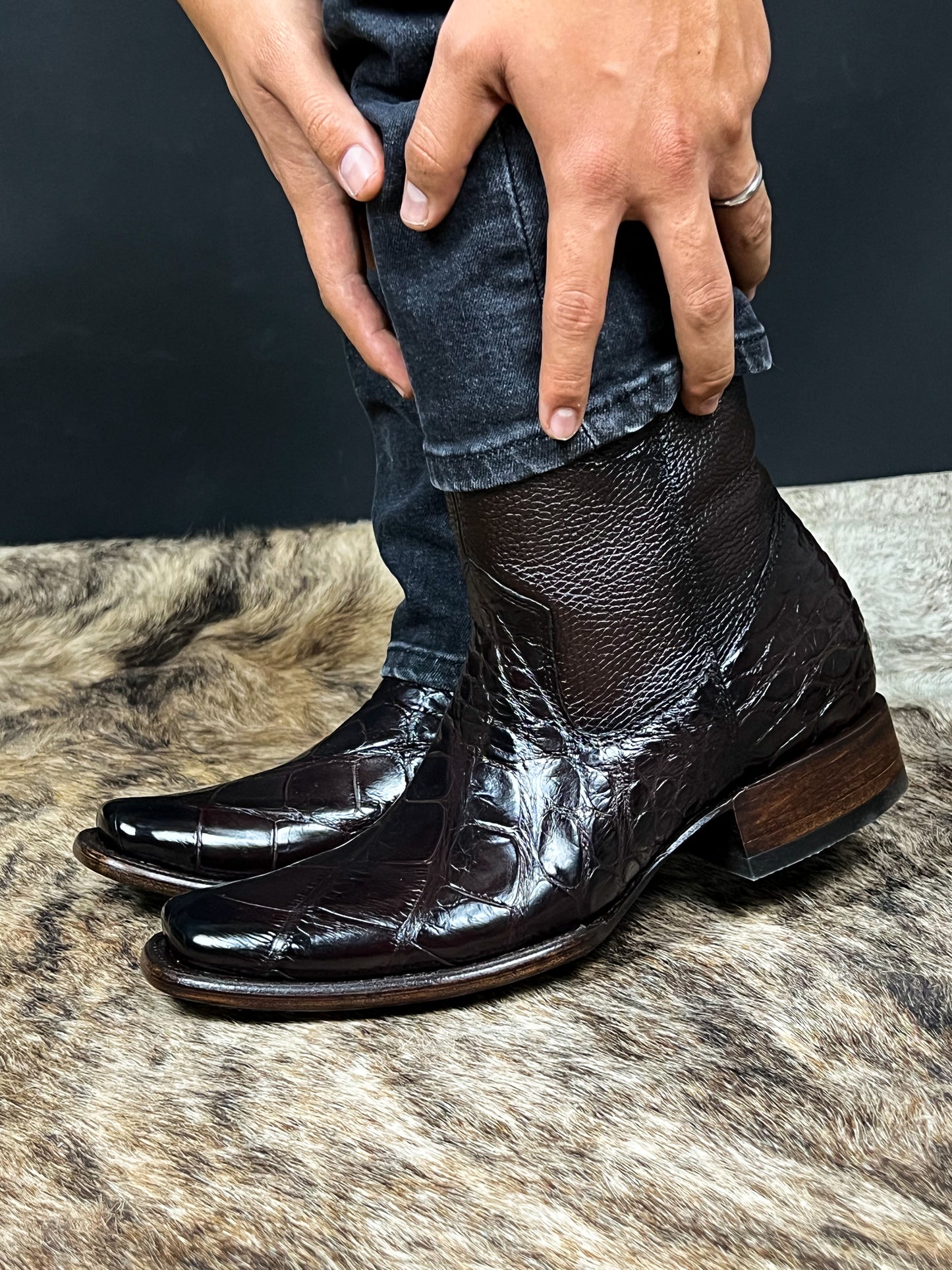 CARLO BROWN PITON BOOTS 