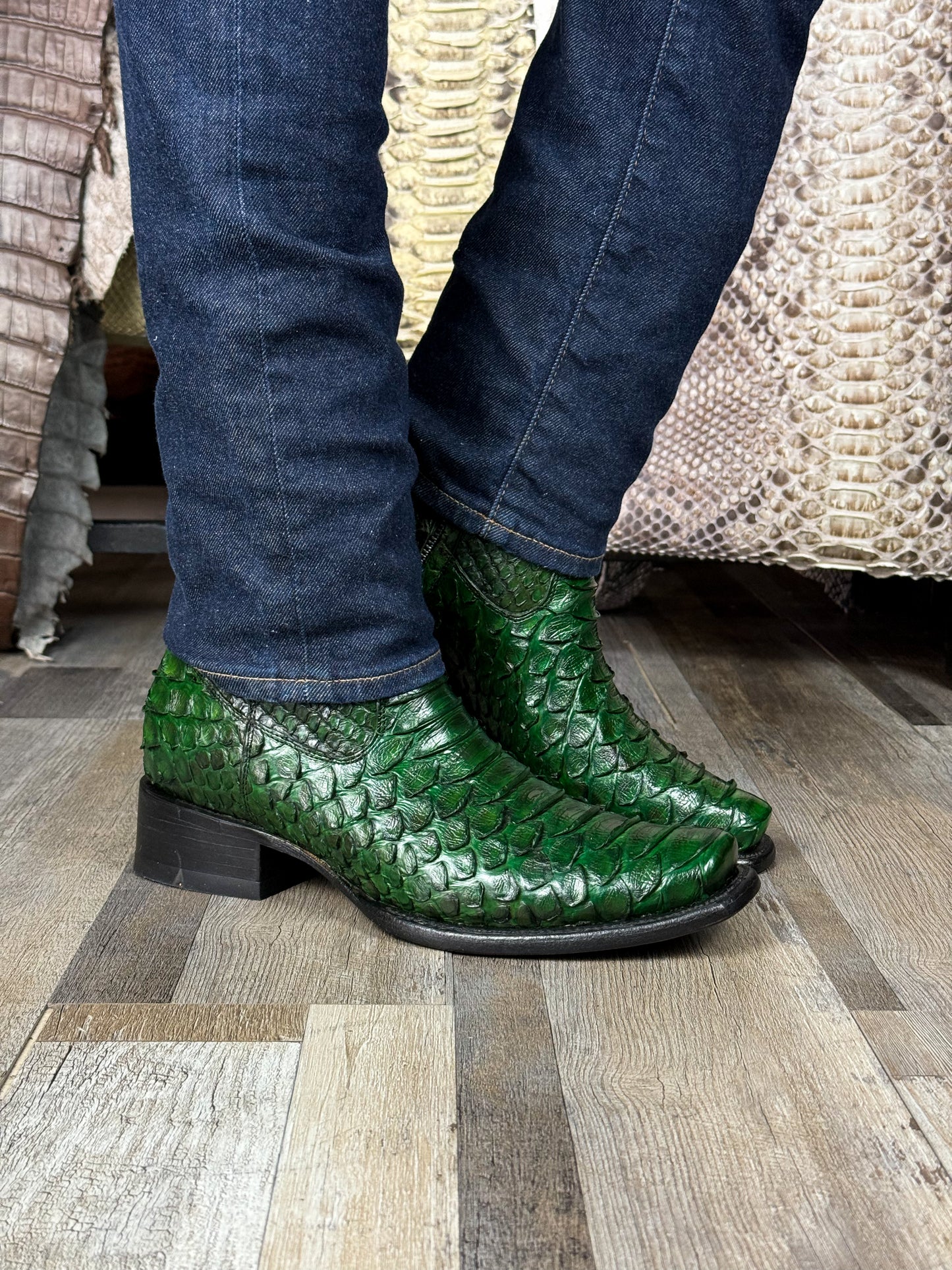 CHRISTIAN FULL PITON GREEN BOOTS DUBAI