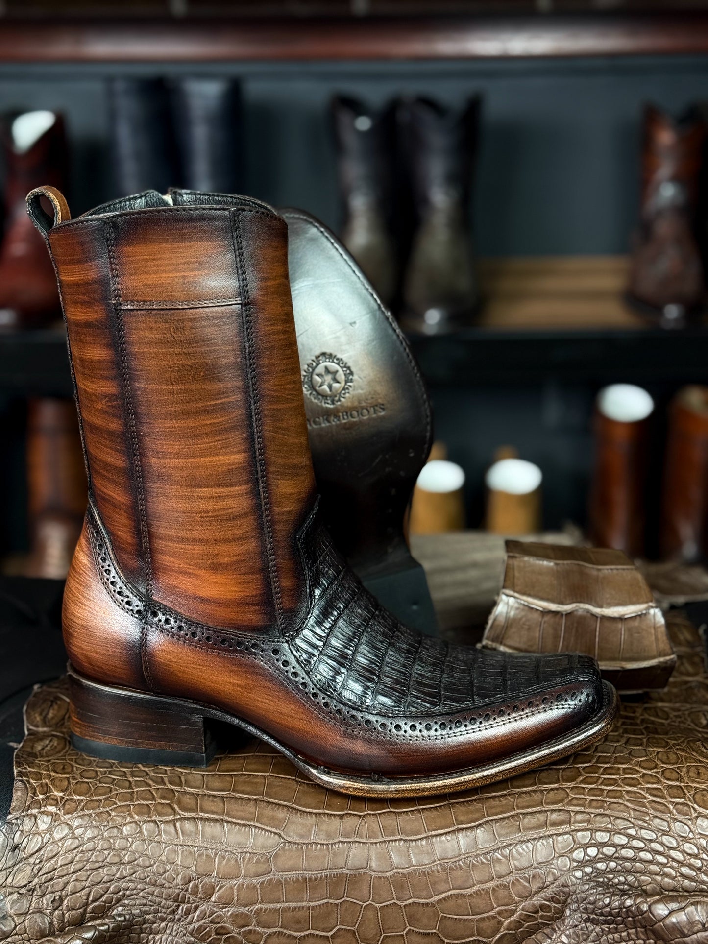 EMMA BROWN LIZARD BOOTS 