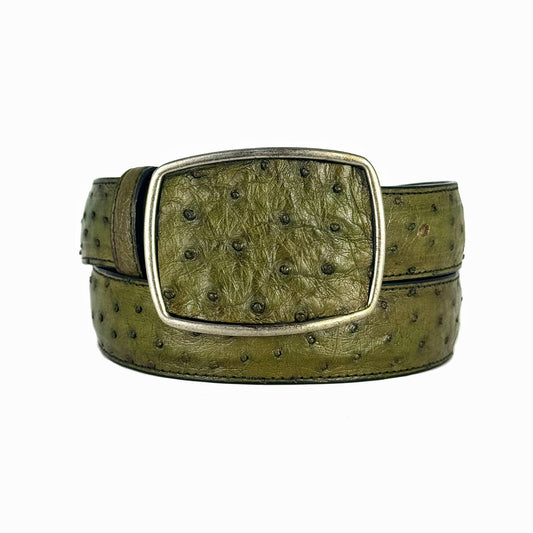 CINTO AVESTRUZ VERDE HEBILLA CUADRADA