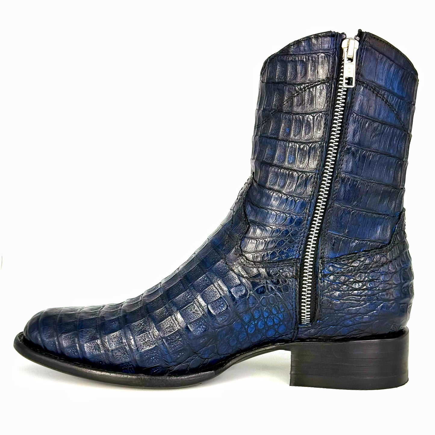 EMMA BLUE FULL COCODRILO FUSCUS BOOTS OVAL