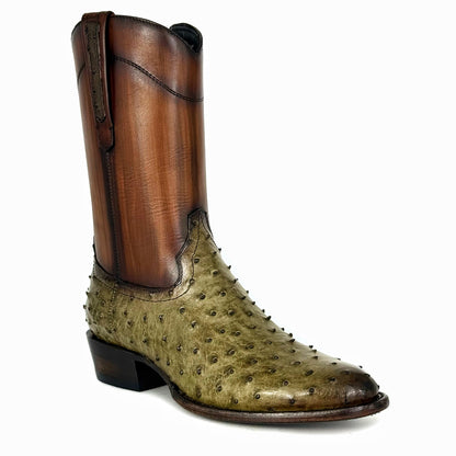 EMMA HIGH VERDE SECO AVESTRUZ BOOTS OVAL