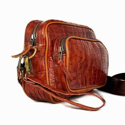 BANDOLERA CARAMELO COCODRILO DOS BOLSAS