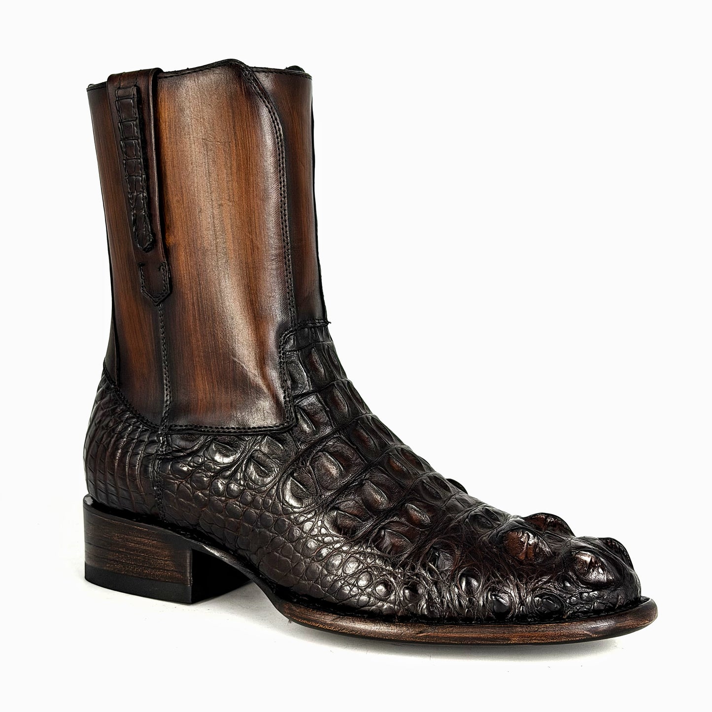 EDGAR BROWN CROCODILE BOOTS 