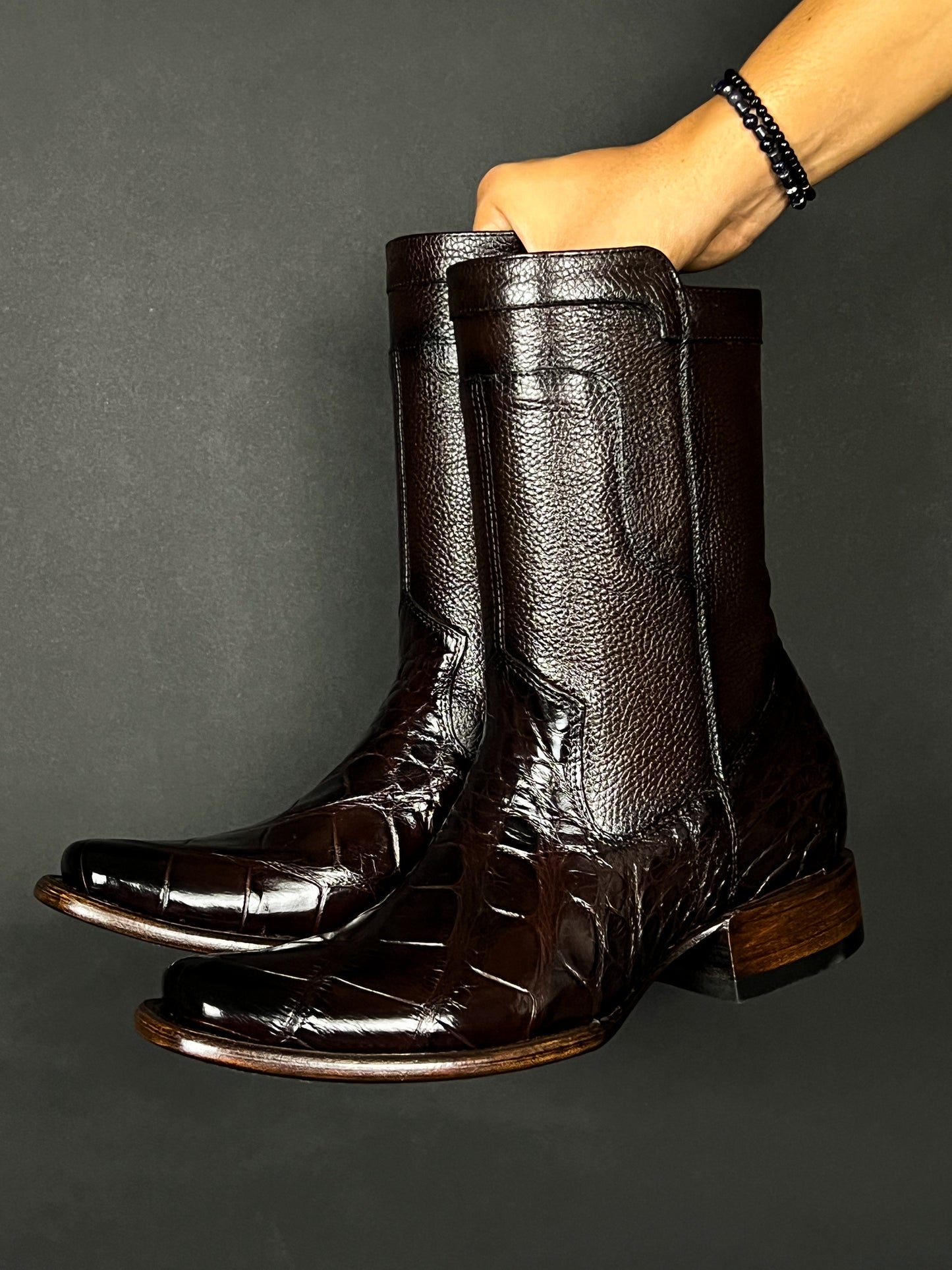 CARLO BROWN PITON BOOTS 