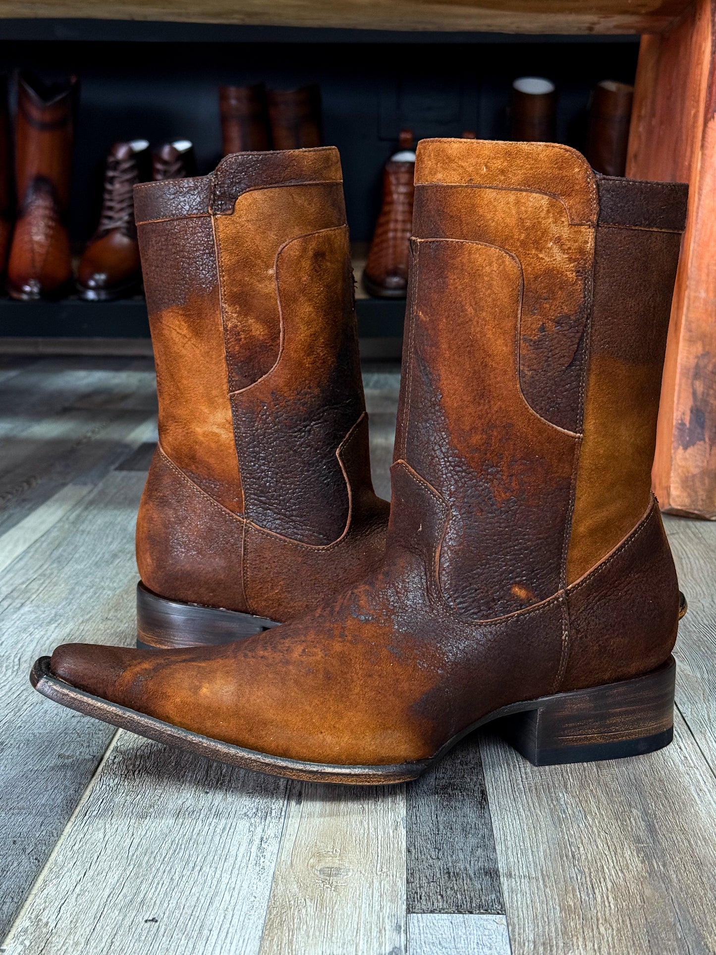 EMMA BROWN OSTRICH BOOTS 
