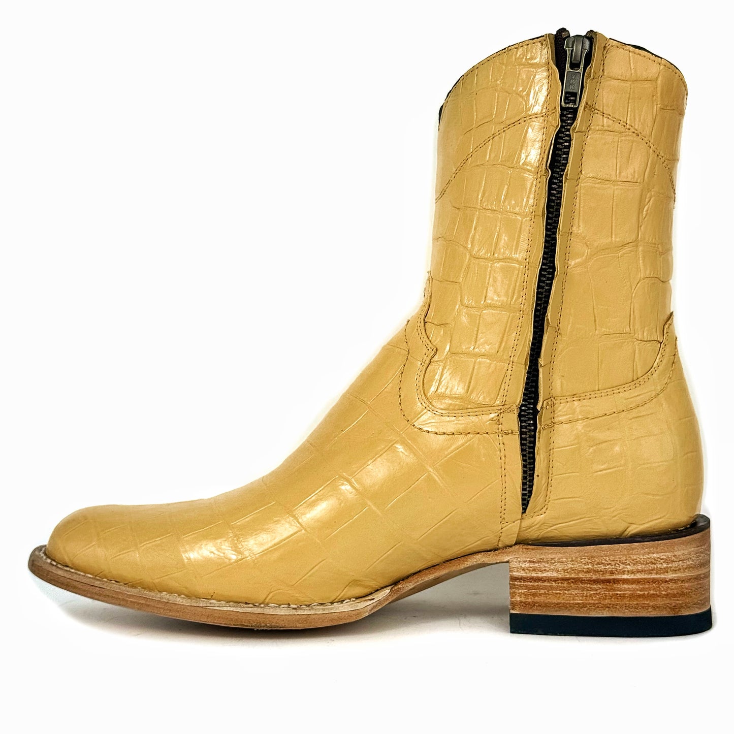 EMMA CREAM FULL COCODRILO MORELETI BOOTS OVAL