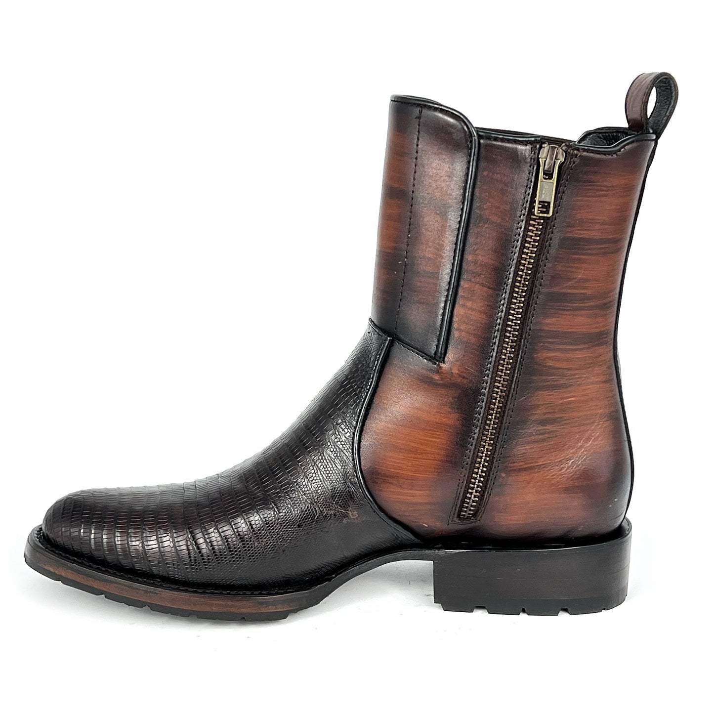 CARLO DARK BROWN LIZARD BOOTS (TRACK)