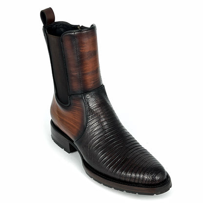 CARLO DARK BROWN LIZARD BOOTS (TRACK)