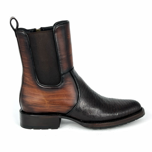 CARLO DARK BROWN LIZARD BOOTS (TRACK)