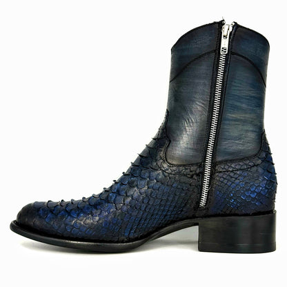 EMMA BLUE RUSTICO PITON BOOTS OVAL