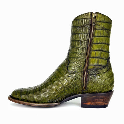 EMMA GREEN FULL COCODRILO FUSCUS BOOTS OVAL