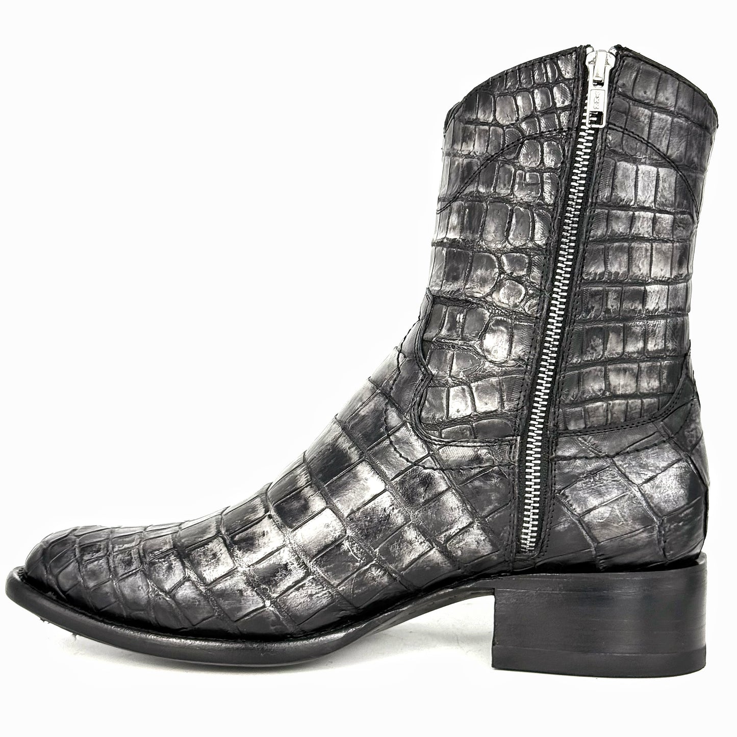 EMMA RUSTIC GREY FULL COCODRILO MORELETI BOOTS OVAL