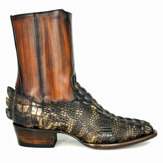 EDGAR BROWN CROCODILE BOOTS 
