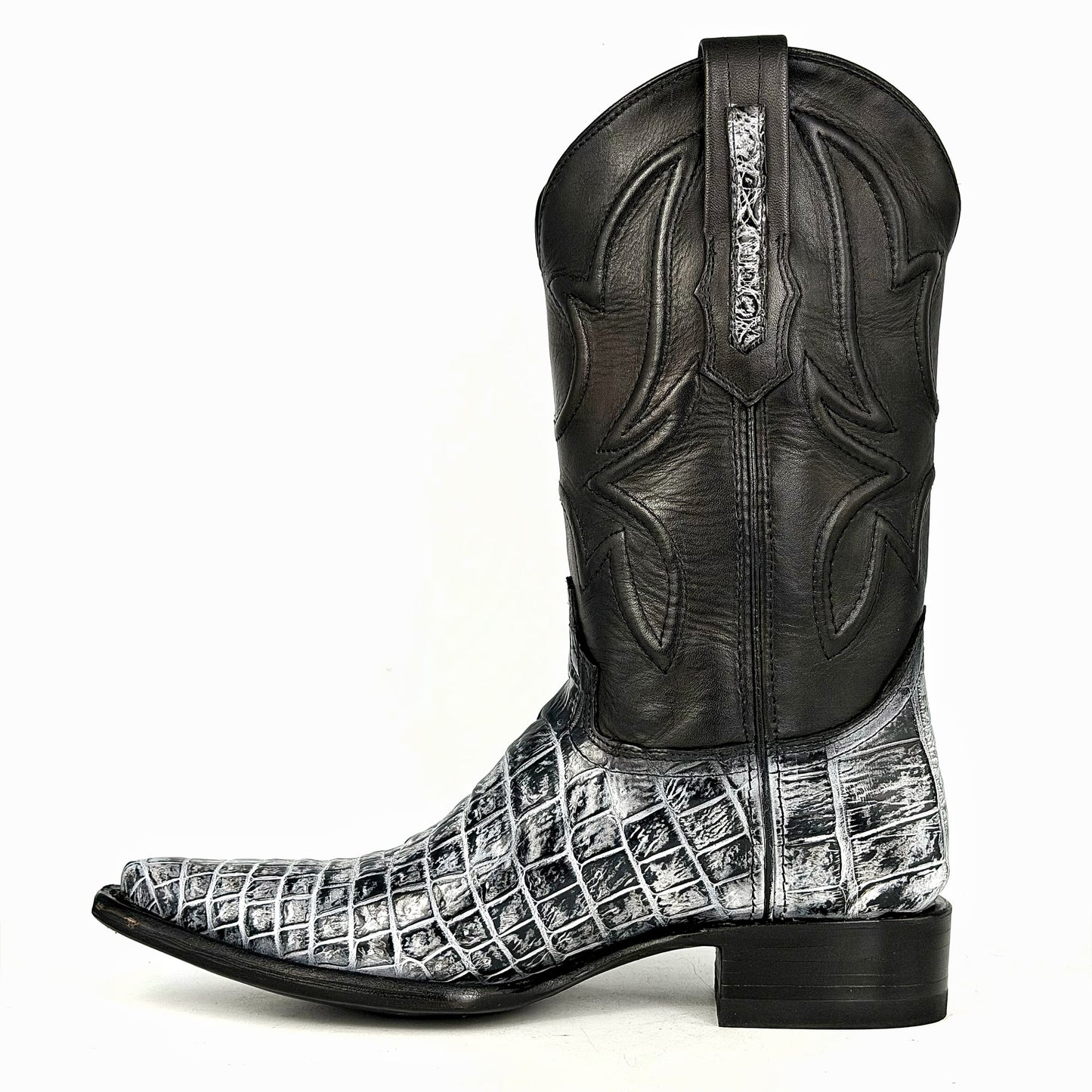 COWBOY GREY BLACK COCODRILO MORELETI BOOTS TEXANA