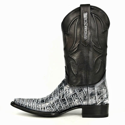 COWBOY GREY BLACK COCODRILO MORELETI BOOTS TEXANA