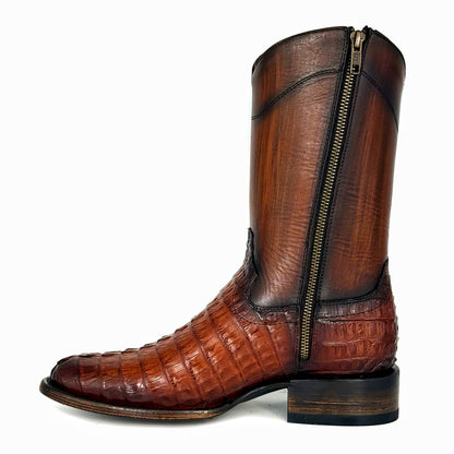 EMMA HIGH MIEL COLA DE COCODRILO BOOTS OVAL