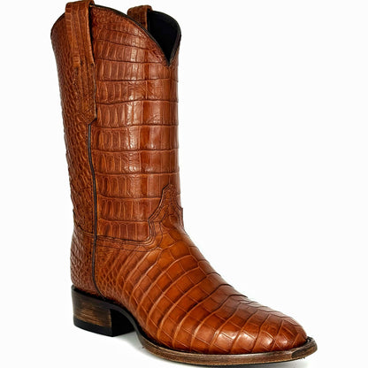 EDGAR BROWN CROCODILE BOOTS 
