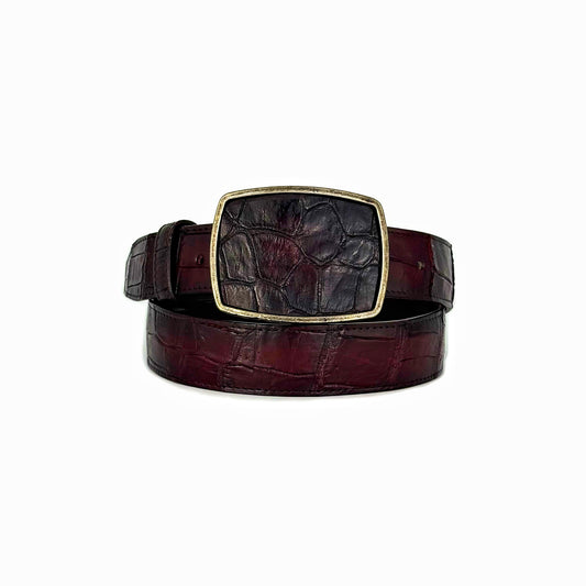 CINTO COCODRILO BLACK CHERRY HEBILLA CUADRADA