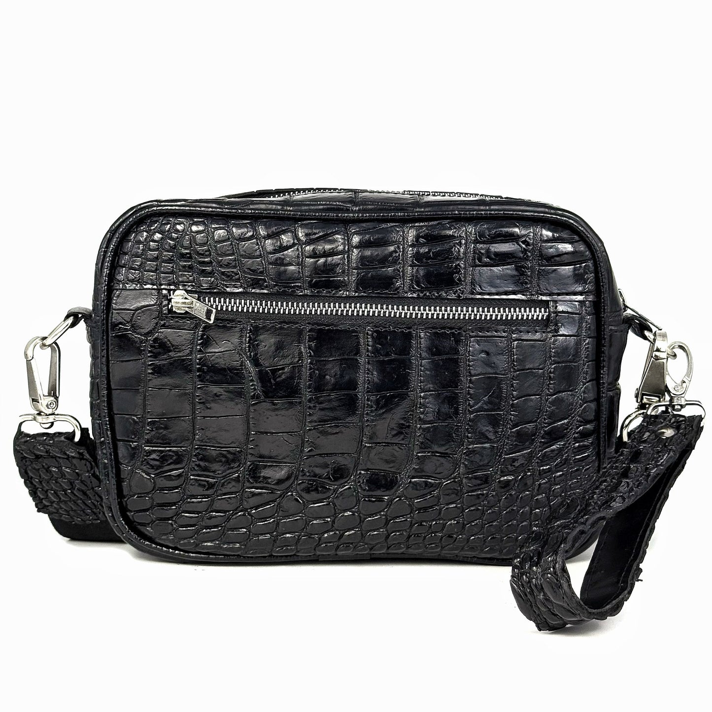 BANDOLERA BLACK COCODRILO DOS BOLSAS