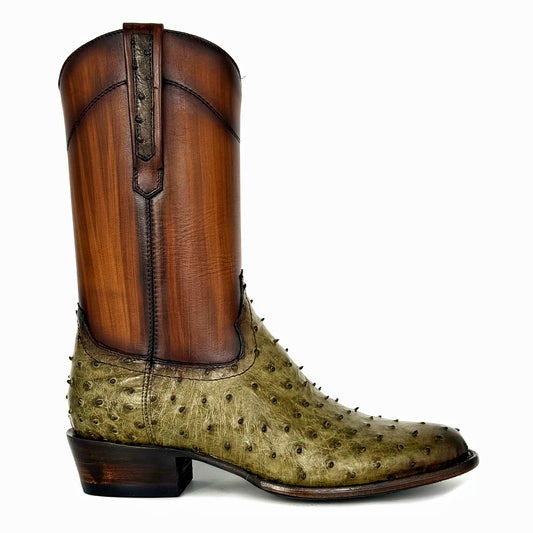 EMMA HIGH VERDE SECO AVESTRUZ BOOTS OVAL