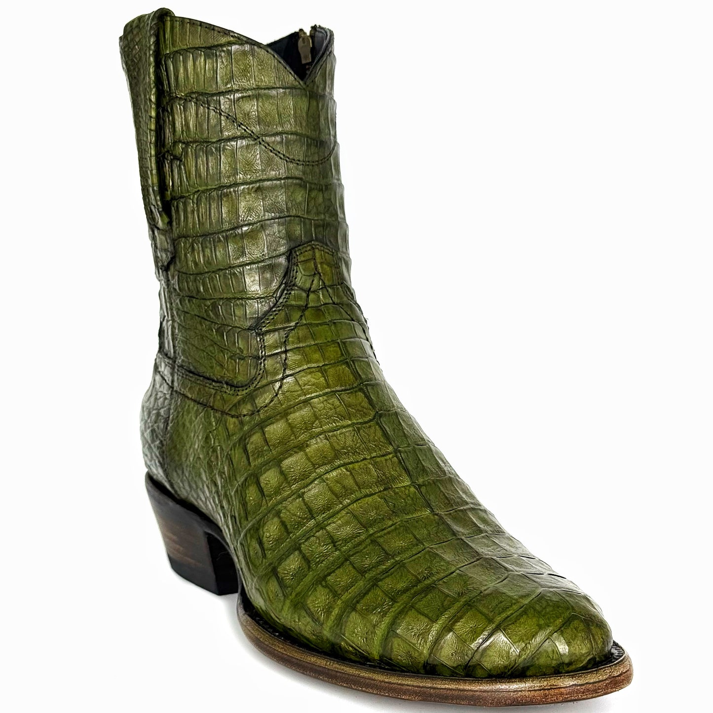 EMMA GREEN FULL COCODRILO FUSCUS BOOTS OVAL