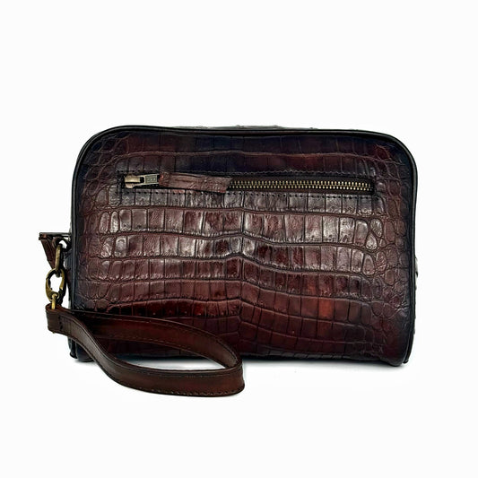 BANDOLERA BROWN COCODRILO