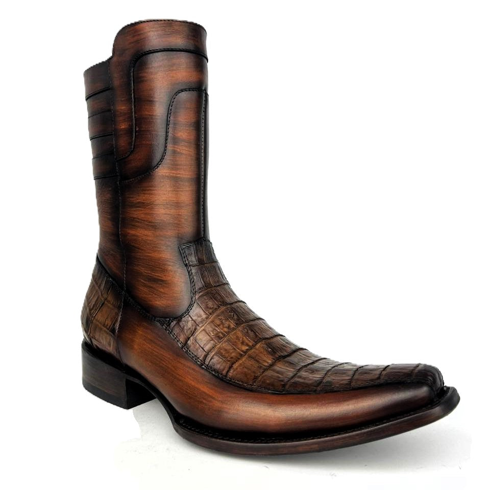 EDGAR BROWN CROCODILE BOOTS 