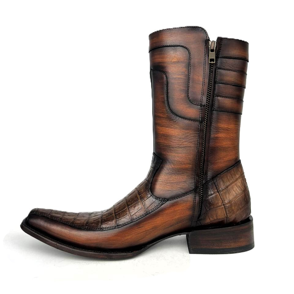 EDGAR BROWN CROCODILE BOOTS 