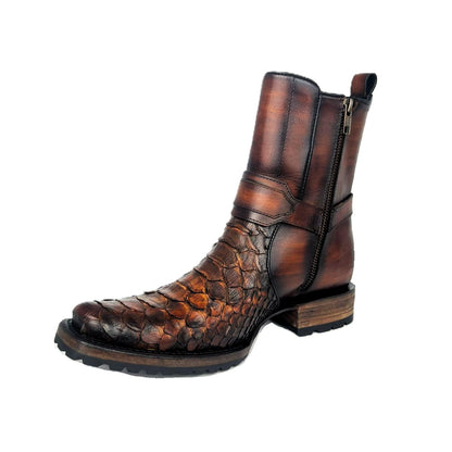 CARLO BROWN PITON BOOTS