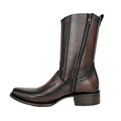 DARK BROWN FLORETA LIZARD BOOTS