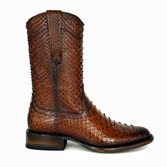 EMMA HIGH BROWN FULL PITON BOOTS OVAL