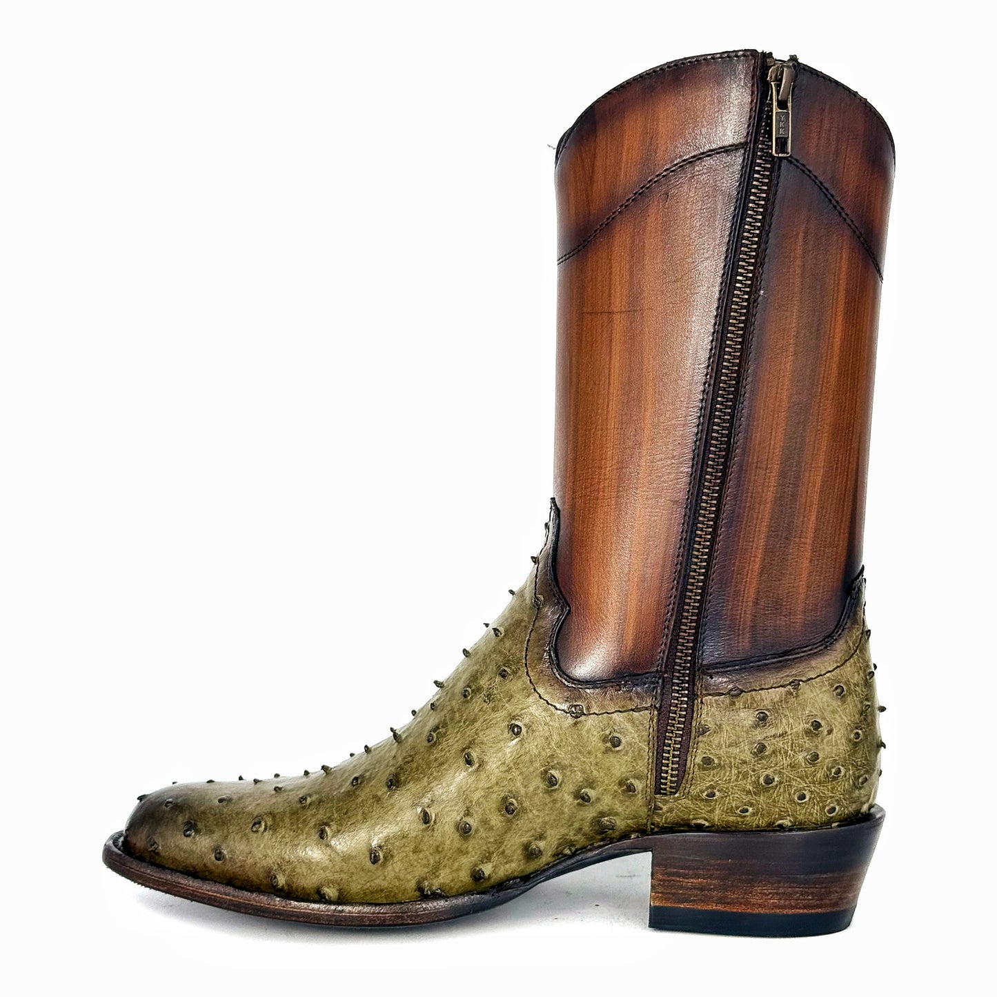 EMMA HIGH VERDE SECO AVESTRUZ BOOTS OVAL